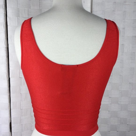 Bebe Fiery Red Spandex Crop Top, Small - Picture 2 of 6